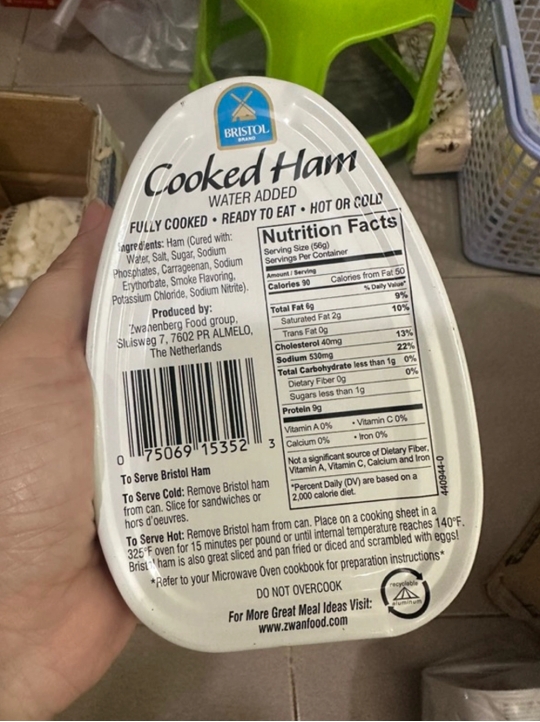 Date 3/ 2027 Thịt hộp xắt nhỏ Chopped Ham Bristol Mỹ 325g