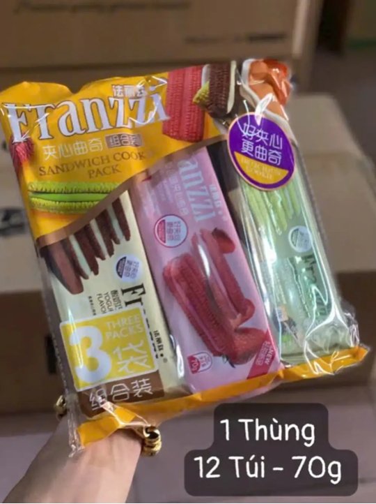 Lốc 3 Gói Bánh Quy Franzzi Mix Vị Dâu, Trà xanh, Yogurt 70g*3 - BeeGin Food