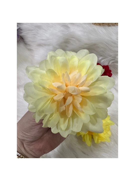 LẺ 1 - bông cúc thược dược 9cm - hoa giả , hoa vải - phụ kiện trang trí mũ , tháp bánh , oản