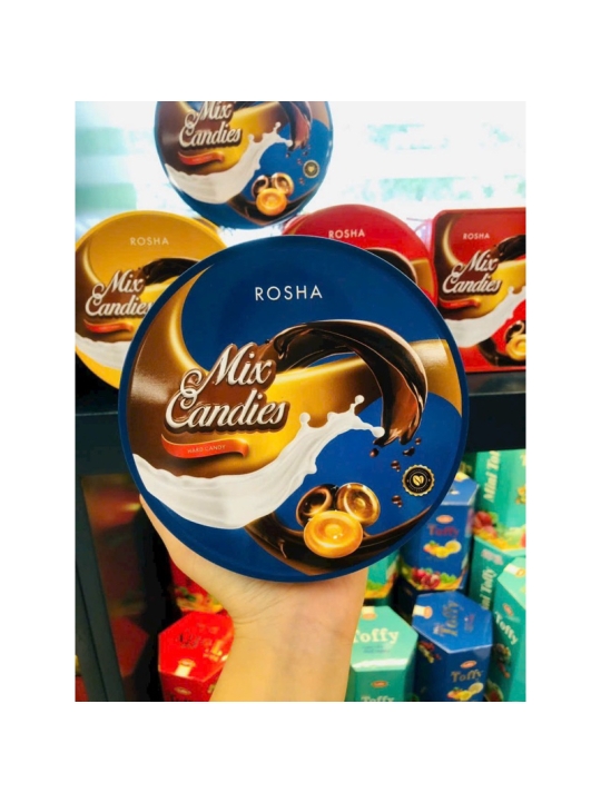 Kẹo Cứng Rosha hỗn hợp 120g - Hộp sắt tròn