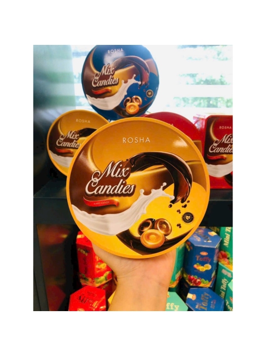 Kẹo Cứng Rosha hỗn hợp 120g - Hộp sắt tròn