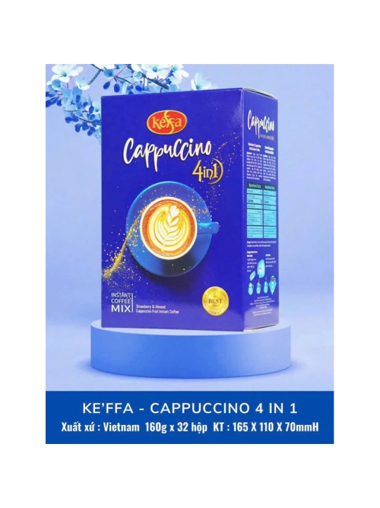 Cafe hoà tan 4in1 Keffa Cappuccino hộp giấy 160gr - Date mới gói quà Tết