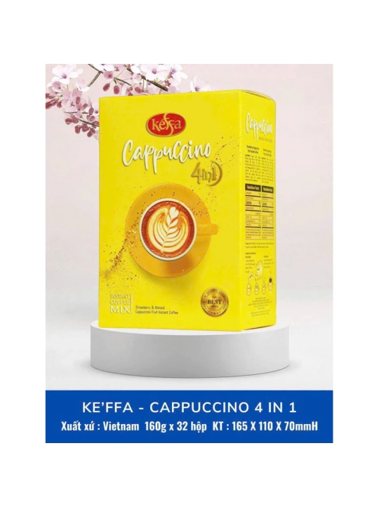 Cafe hoà tan 4in1 Keffa Cappuccino hộp giấy 160gr - Date mới gói quà Tết
