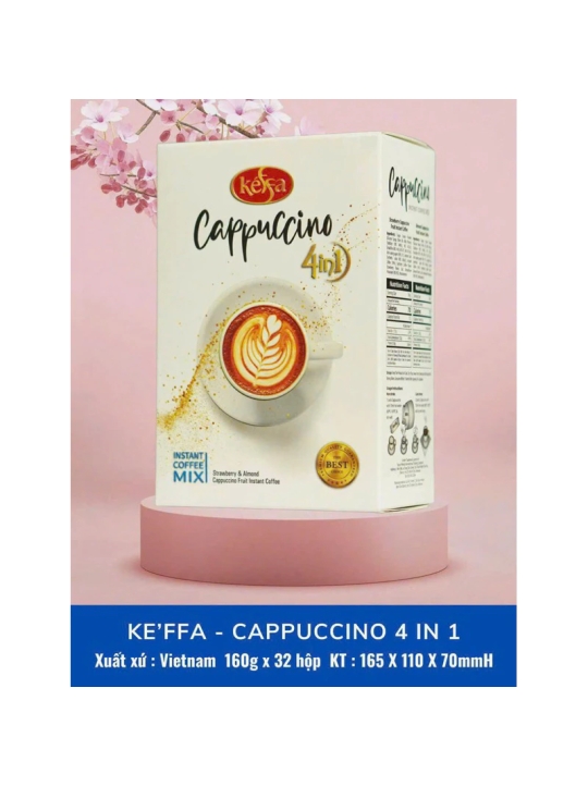Cafe hoà tan 4in1 Keffa Cappuccino hộp giấy 160gr - Date mới gói quà Tết