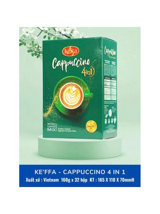 Cafe hoà tan 4in1 Keffa Cappuccino hộp giấy 160gr - Date mới gói quà Tết