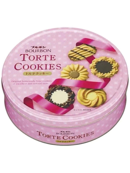 Bánh Quy Bourbon Butter và Torte Cookies hộp thiếc 60 cái nội địa Nhật Bản