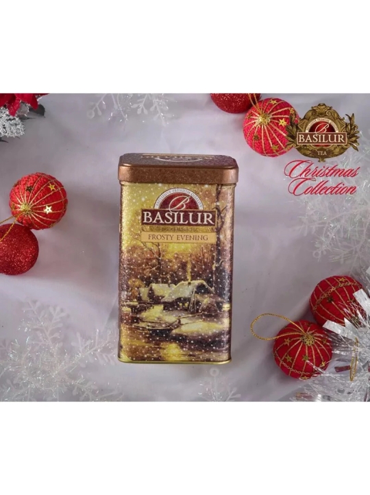Trà Basilur Frosty Evening hộp thiếc trụ
