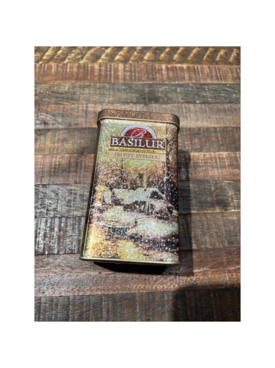 Trà Basilur Frosty Evening hộp thiếc trụ