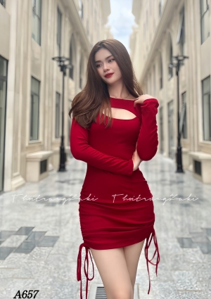 Đầm body thun cotton tay dài A657