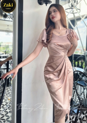 Đầm Phi Phối Hạt Ngọc Trai Có Tay A639