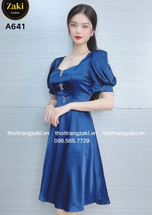Đầm Xòe Zaki Chất Liệu Phi Lụa A641