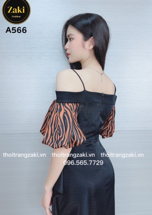 đầm body thun ánh kim 2 dây bẹt vai A566