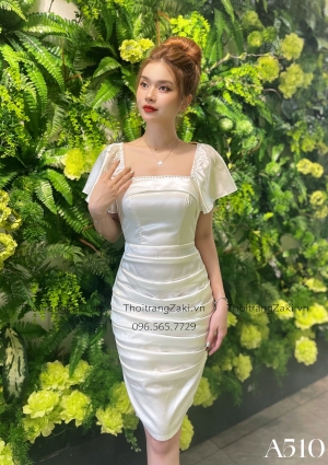 ĐẦM DỰ TIỆC XẾP LY ĐÍNH DÂY ĐÁ A510