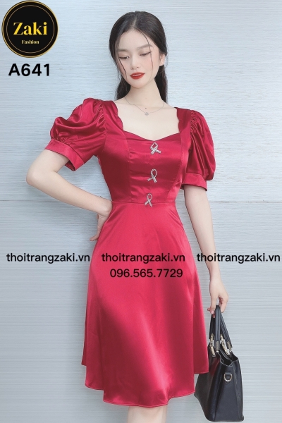 Đầm Xòe Zaki Chất Liệu Phi Lụa A641